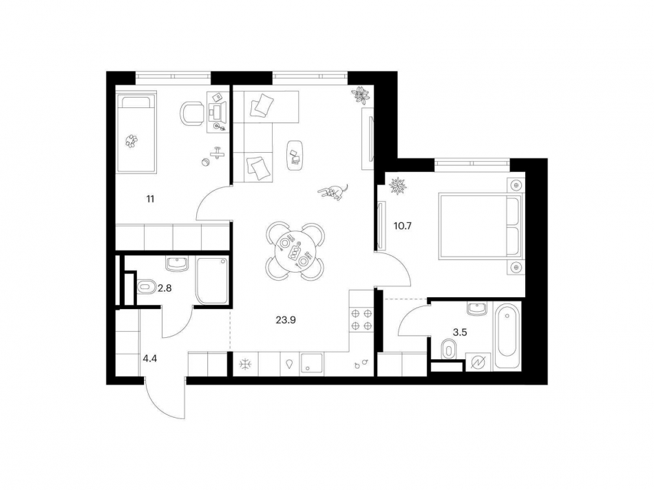 Продажа 2-комн квартиры в новостройке ул. Котляковская, корп. 2.1