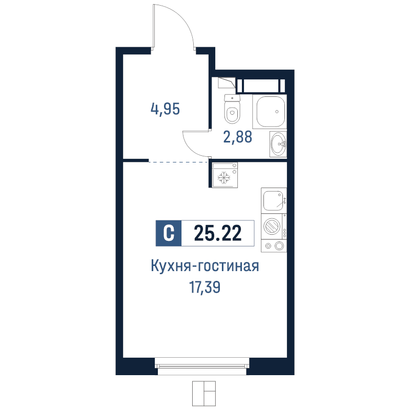 Продажа студии Мурино п., Романовская ул.,  к. 2