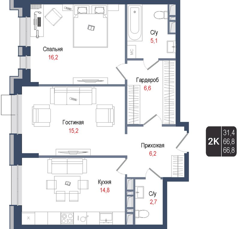 Продажа 2-комн квартиры в новостройке Королёв г.,  к. 1