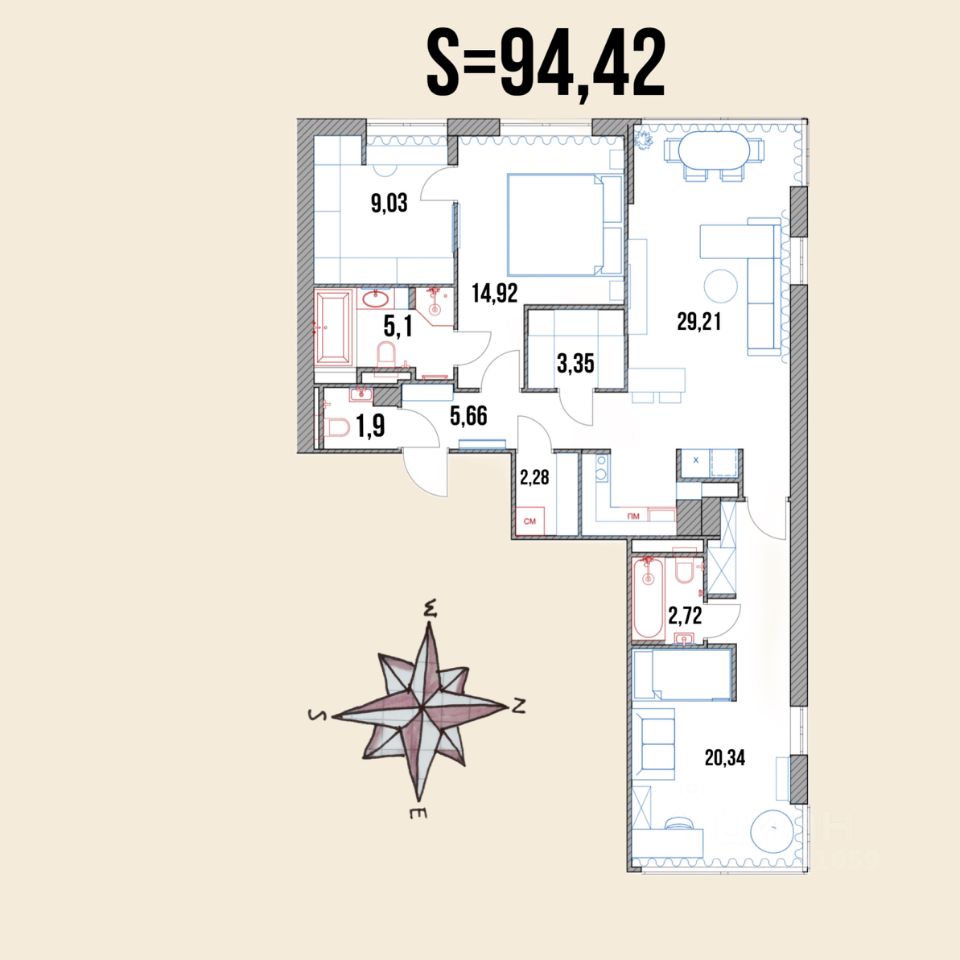 Продажа 3-комн квартиры на вторичном рынке Белоостровская улица, 7