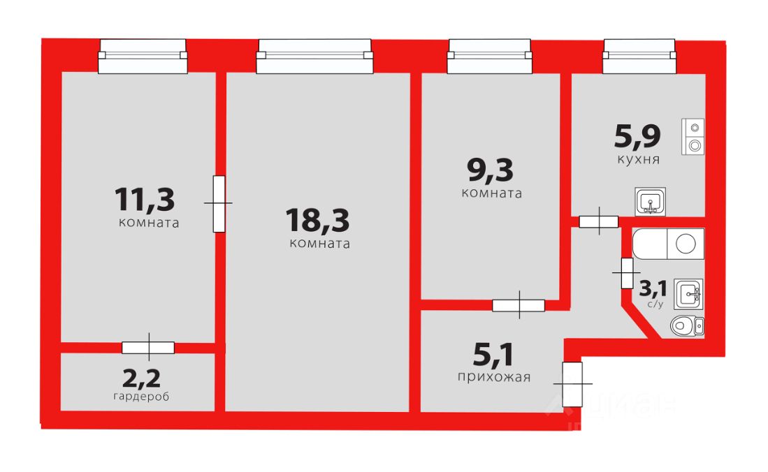 Продажа 3-комн квартиры на вторичном рынке Новоизмайловский проспект, 17