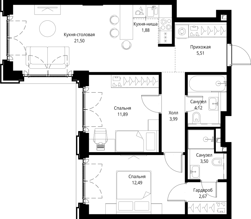 Продажа 2-комн квартиры в новостройке Москва г.,  Волоколамское ш.,  к. Cliff 5