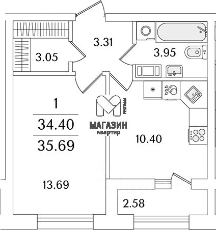 Продажа 1-комн квартиры на вторичном рынке Полюстровский проспект, 77