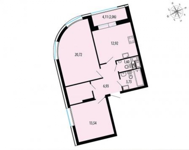 Планировка ЖК Пять звезд, 33.05 м2