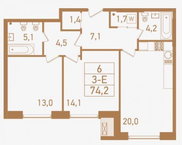 Планировка ЖК Городские резиденции SPIRES, 27.1 м2