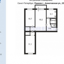 Продажа 3-комн квартиры на вторичном рынке Пушкин г, Ахматовская ул,  д. 25
