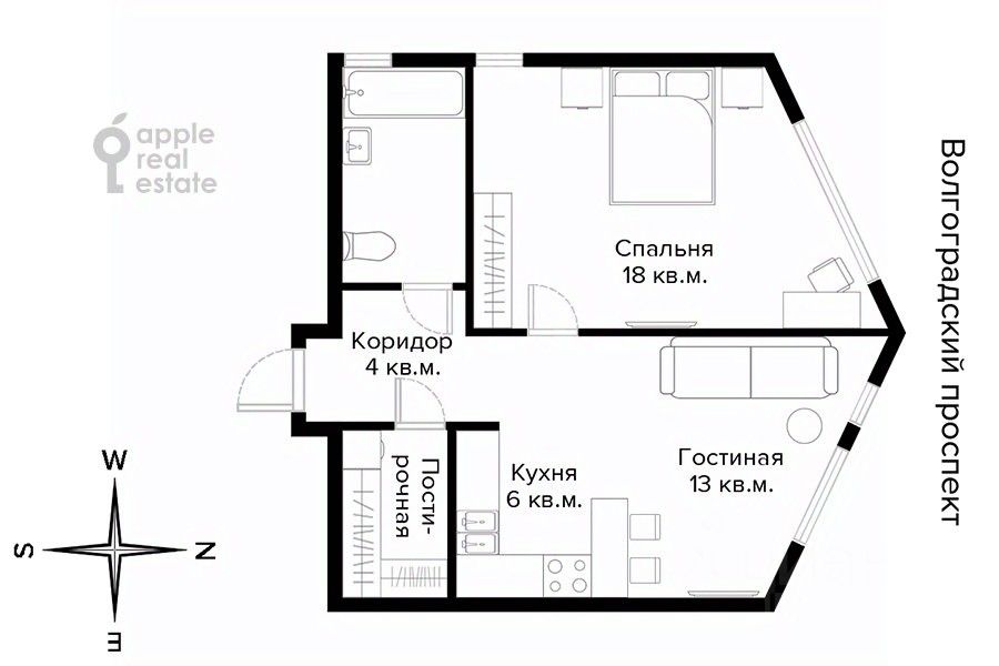 Аренда 2-комн квартиры на вторичном рынке Сосинская улица, 8