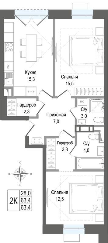 Продажа 2-комн квартиры в новостройке Королёв г.,  к. 3