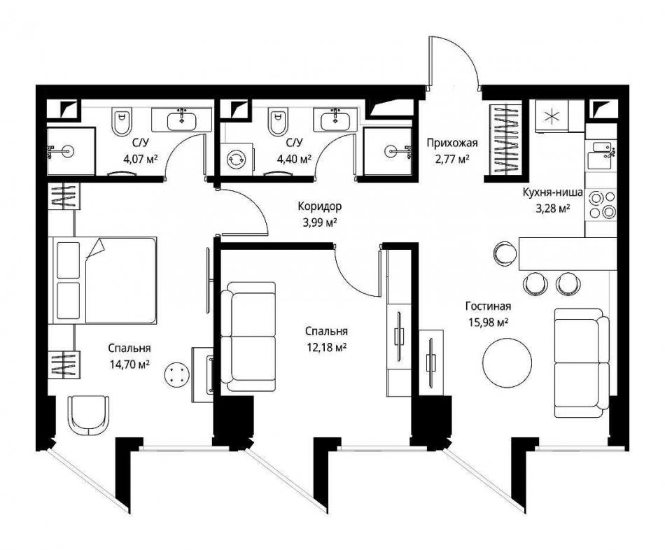 Продажа 2-комн квартиры в новостройке Багратионовский проезд, 5к1