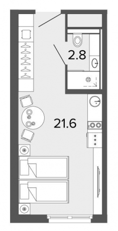 Планировка ЖК ArtStudio Moskovsky, 21.6 м2