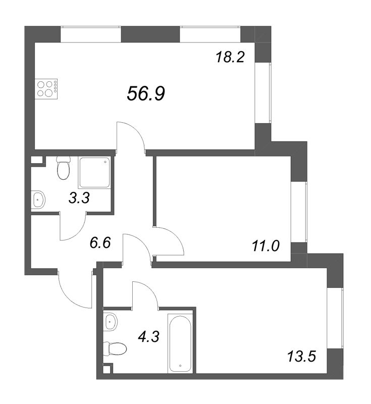 Продажа 2-комн квартиры в новостройке Шушары п., Пулковское ш.,  к. 1
