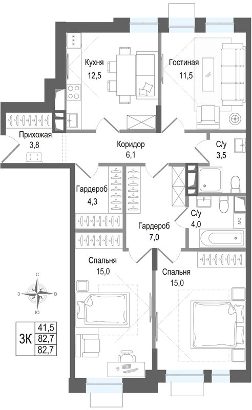 Продажа 3-комн квартиры в новостройке Королёв г.,  к. 3