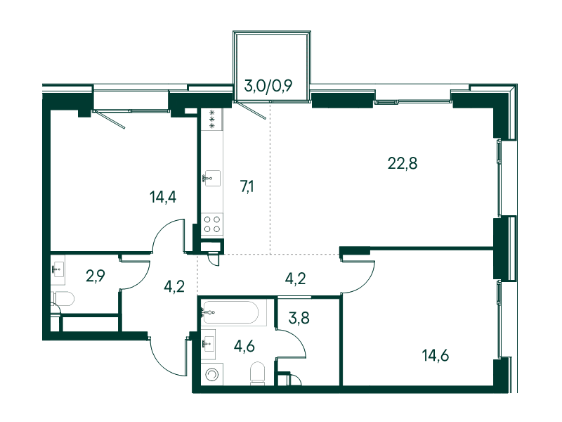 Продажа 2-комн квартиры в новостройке Москва г., Чкаловский б-р,  к. 2.5