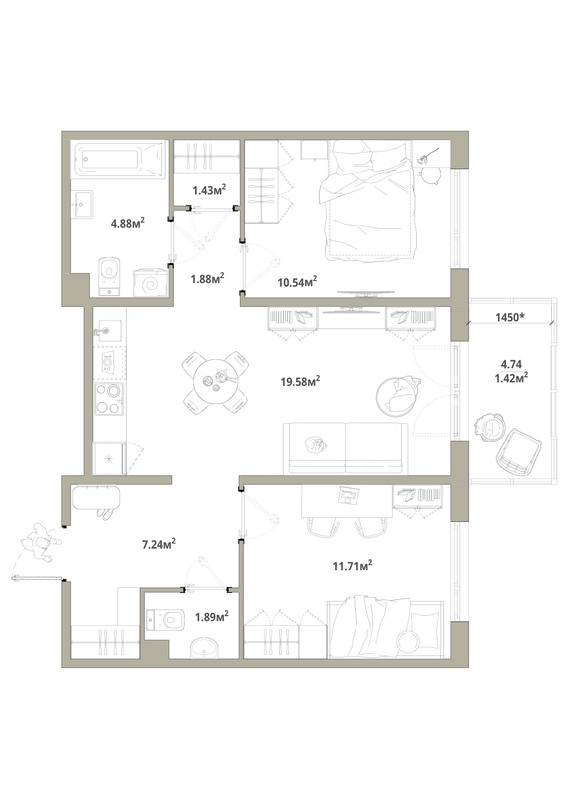 Продажа 2-комн квартиры в новостройке Новоселье п., Центральная ул.,  к. 3.2-3