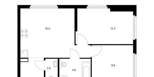 2-комн квартира Барклая 6, корп.8