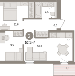 Продажа 2-комн квартиры в новостройке Новоселье п., Петропавловская ул.,  к. 2