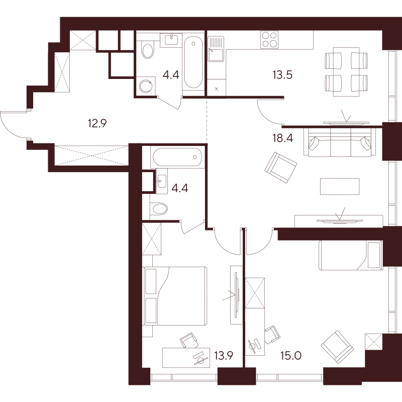 Продажа 3-комн квартиры в новостройке Москва г., Куусинена ул.,  к. D1