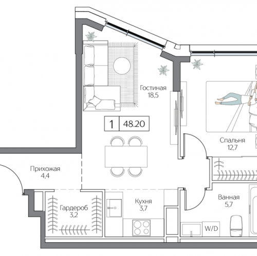 1-комн квартира Москва г., Проектируемый проезд № 4062,  к. Aria
