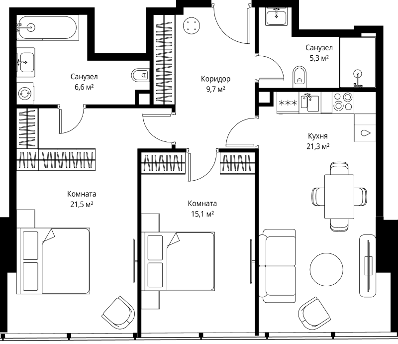Продажа 2-комн квартиры в новостройке Москва г., 1-й Красногвардейский проезд,  к. 1