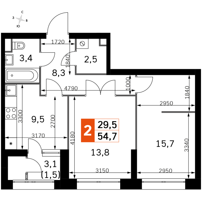 Продажа 2-комн квартиры в новостройке Москва г., Строительный проезд,  к. 2