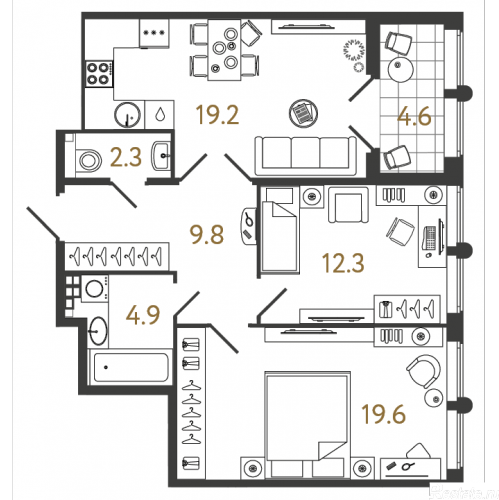 2-комн квартира Миргородская ул, 1а