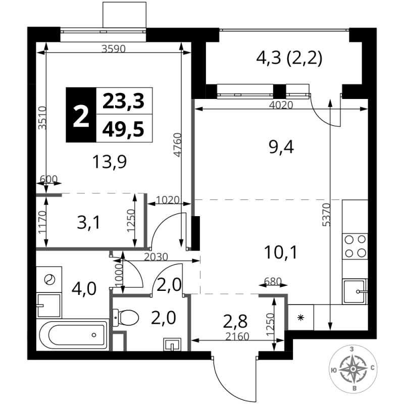 Продажа 1-комн квартиры в новостройке Химки г., Комсомольская ул.,  к. 3