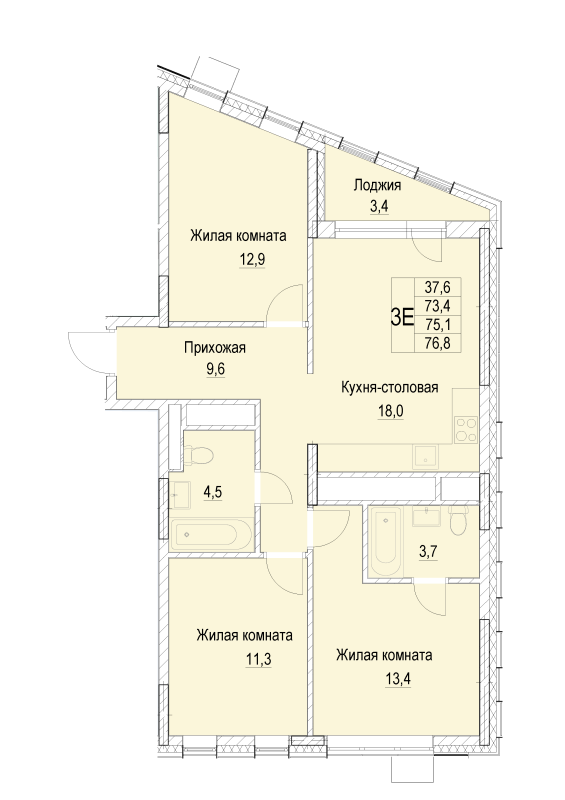 Продажа 3-комн квартиры в новостройке Мытищи г., Академика Каргина ул.,  к. 2