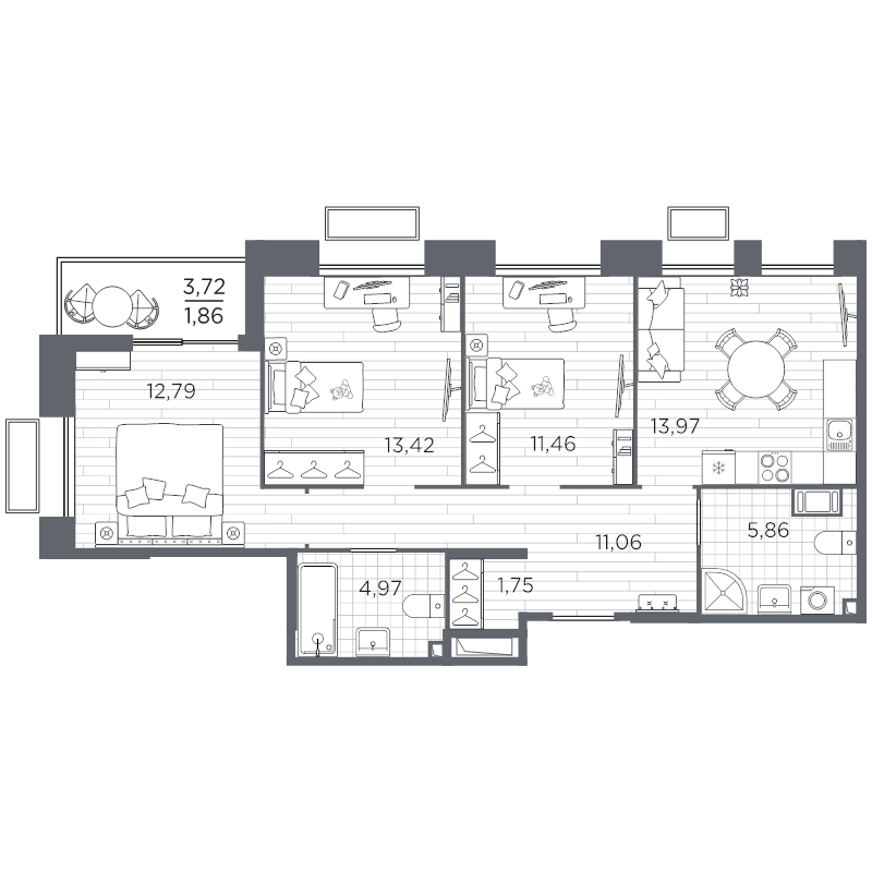 Продажа 3-комн квартиры в новостройке Санкт-Петербург г., Полюстровский пр-кт,  к. 5