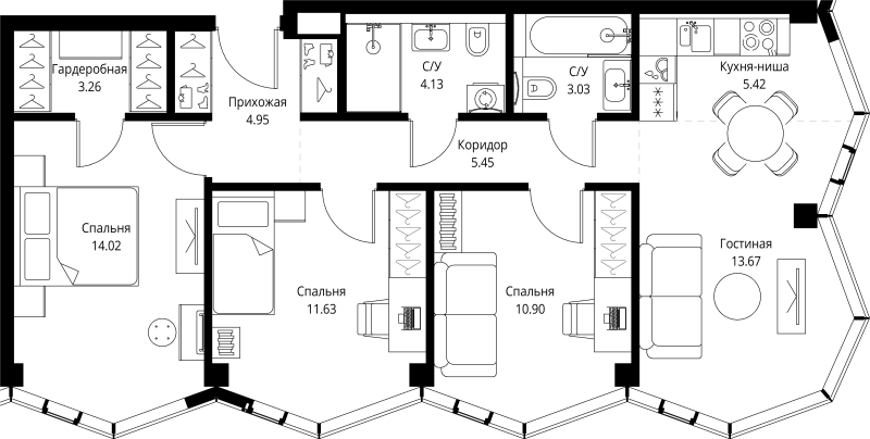 Продажа 3-комн квартиры в новостройке Москва г., Мира пр-кт,  к. 3