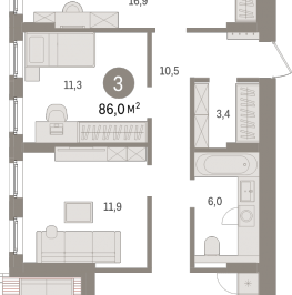 Продажа 3-комн квартиры в новостройке Новоселье п., Петропавловская ул.,  к. 2