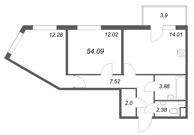 Продажа 2-комн квартиры в новостройке Стрельна п., Будённого пр-кт,  к. 5.5