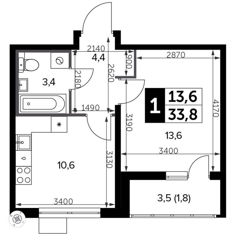 Продажа 1-комн квартиры в новостройке Битца п., Варшавское ш.,  к. 11