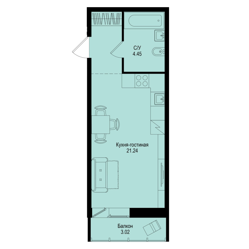 Продажа студии Новосергиевка д., Ленинградская ул.,  к. 1-5