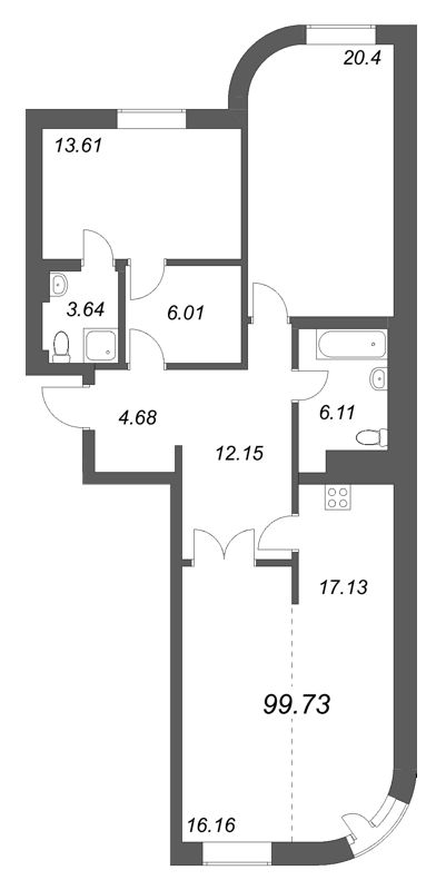 Продажа 2-комн квартиры в новостройке Санкт-Петербург г., Фонтанки реки наб.,  к. 1