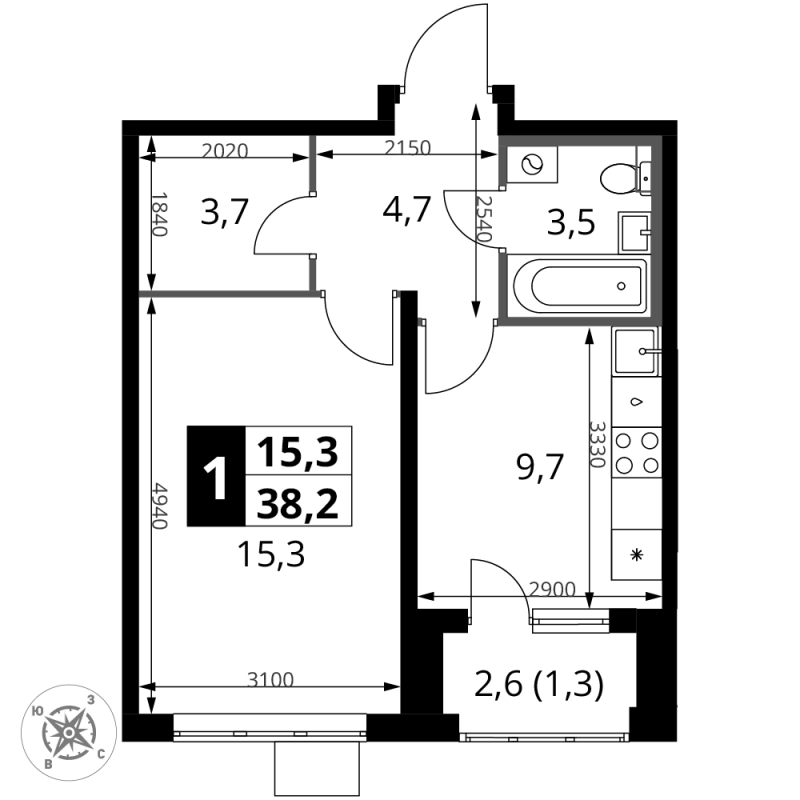 Продажа 1-комн квартиры в новостройке Сапроново д., Калиновая ул.,  к. 4