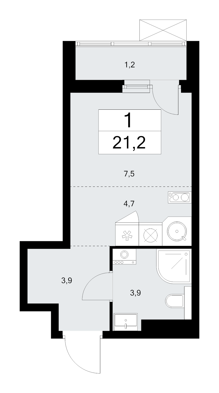 Продажа студии Сосенское пос., Куприна пр-кт,  к. 7.3