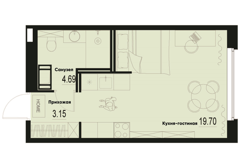Продажа студии Мурино п., Ручьёвский пр-кт,  к. 2-2