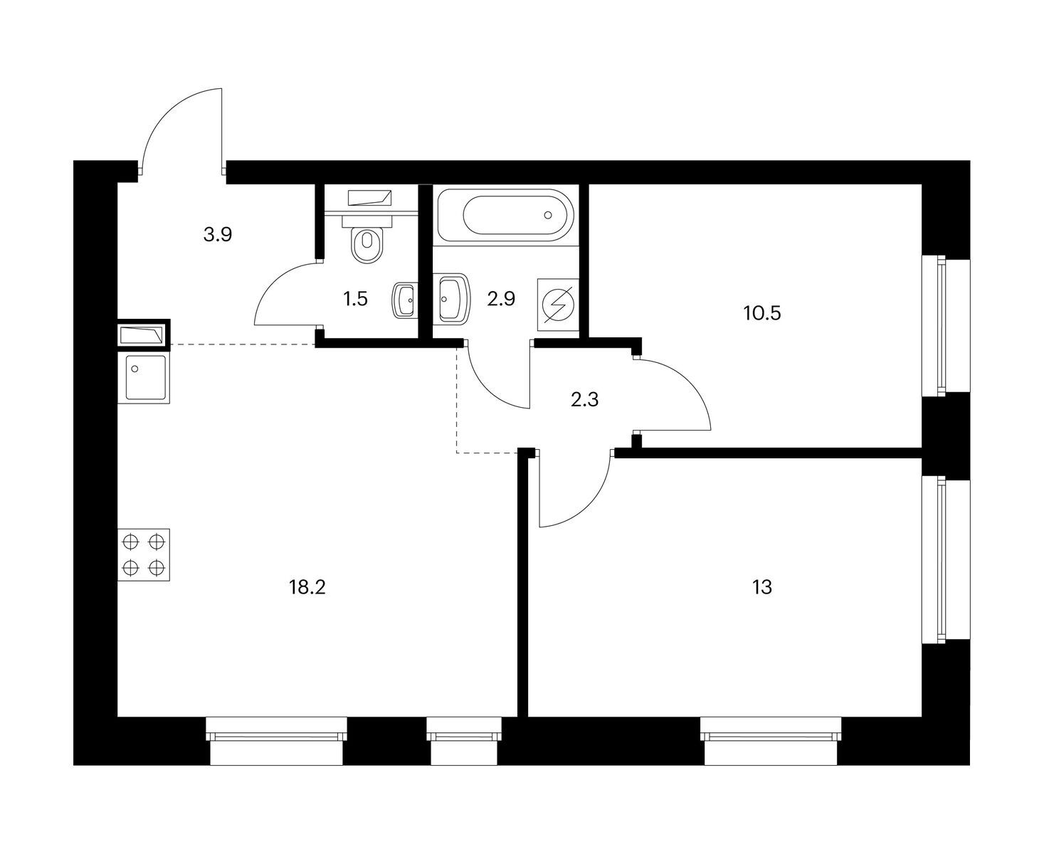 2-комн квартира ул. Полярная, вл. 39