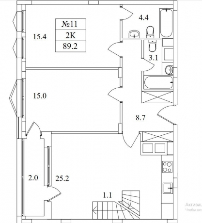 Планировка ЖК Резиденция Май, 30.4 м2