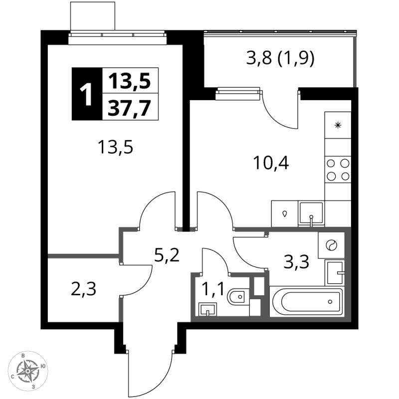 Продажа 1-комн квартиры в новостройке Химки г., Олимпийская ул.,  к. 1.4