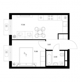Продажа 1-комн квартиры в новостройке Квартал Мит, корп. 3.2