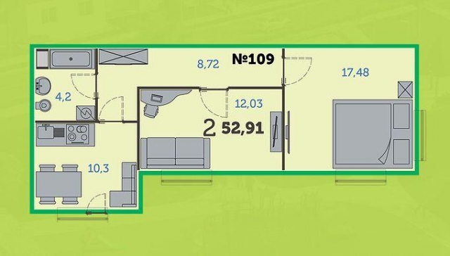 Планировка ЖК Pixel, 29.51 м2