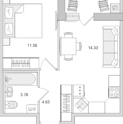 1-комн квартира Санкт-Петербург г., Парашютная ул.,  к. 2.7