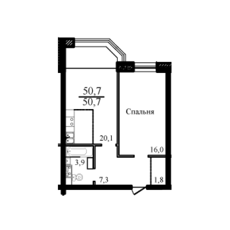 Планировка ЖК Ракитня, 16 м2
