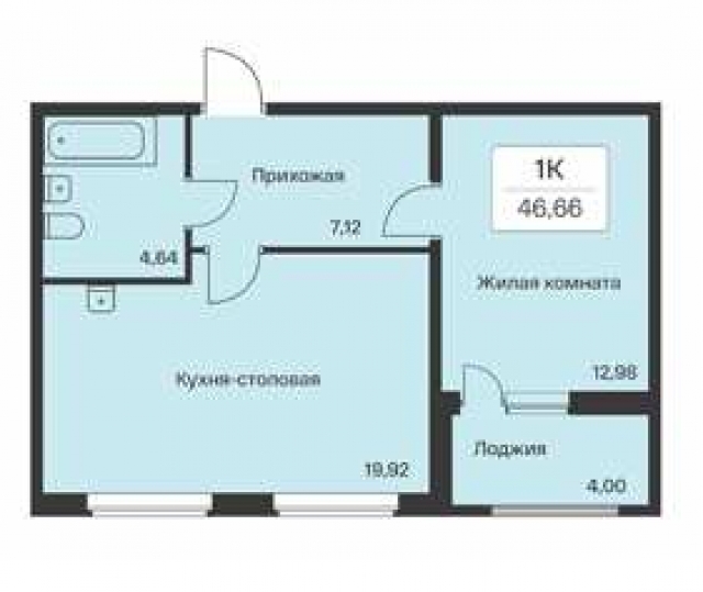 Планировка ЖК Расцветай в Янино, 12.98 м2