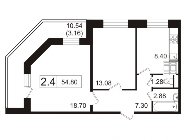 Планировка ЖК Пулковский, 31.78 м2