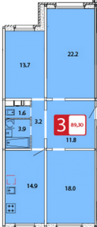 Планировка ЖК Эко Видное, 43.9 м2