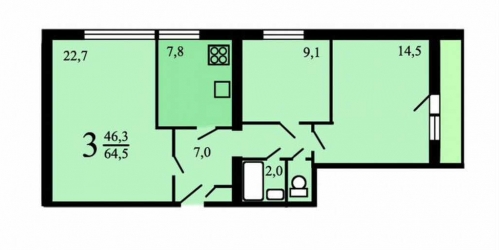 3-комн квартира 3-й Лихачёвский переулок, 1к1