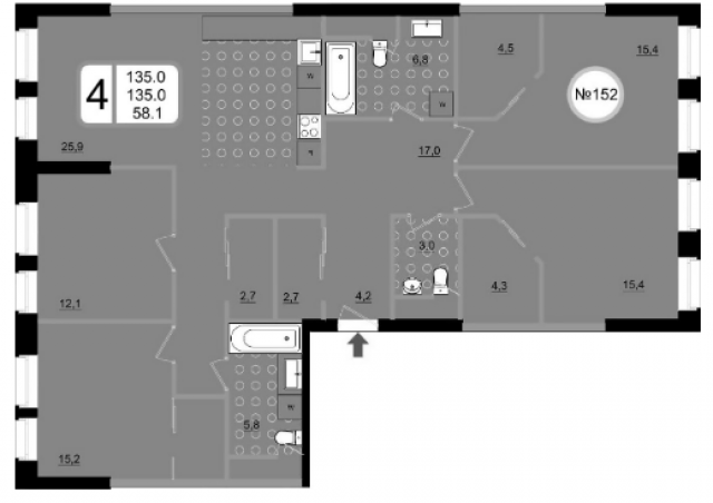 Планировка ЖК Хорошевский, 58 м2