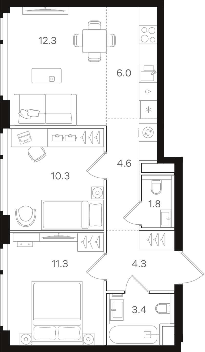 Продажа 2-комн квартиры в новостройке Москва г., Открытое ш.,  к. 1